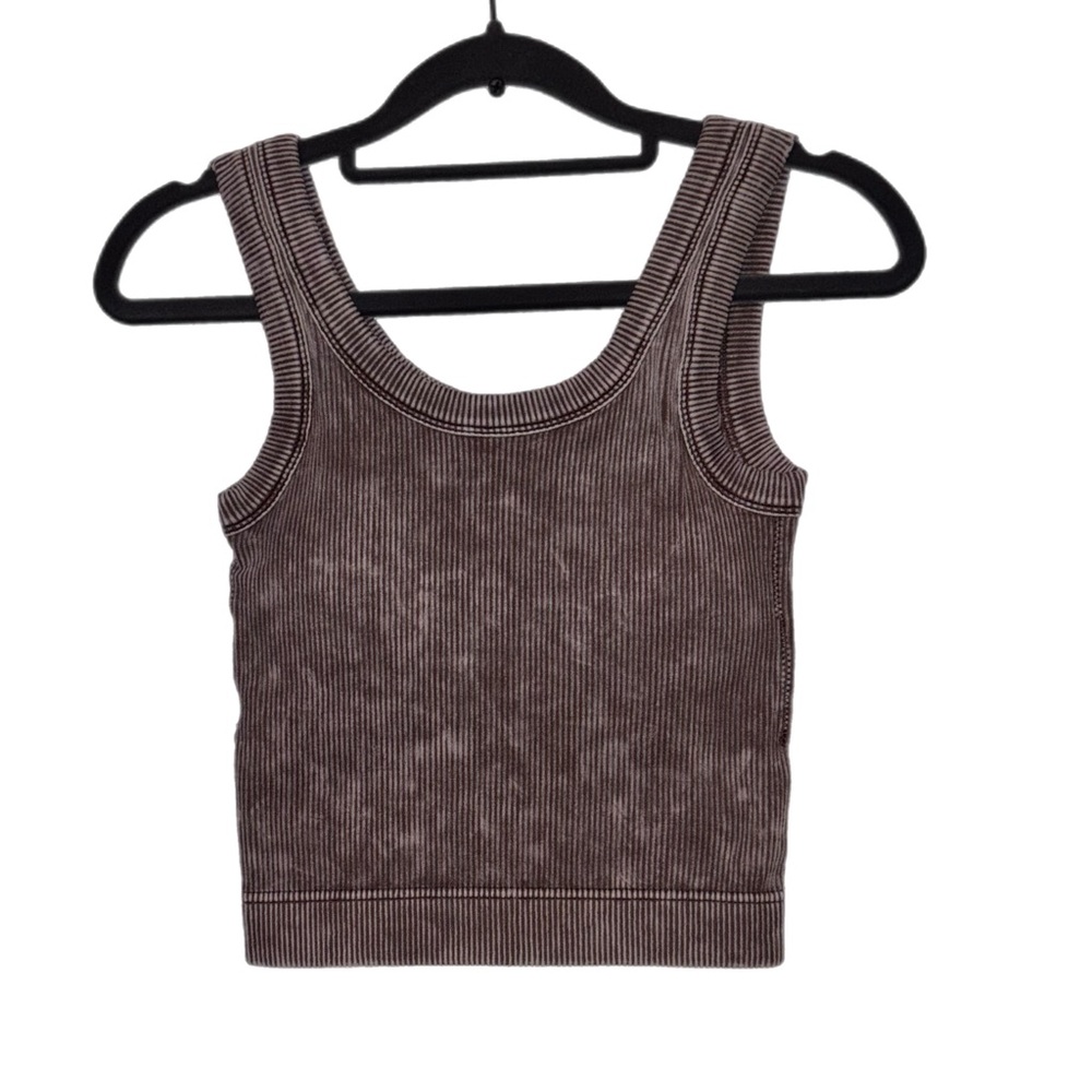 Stone Washed Ribbed Tank Crop Top Zenana - Picture 2 of 8